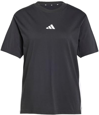 adidas Donna Essentials 3-Stripes Cotton T-Shirt, Black/White, XS