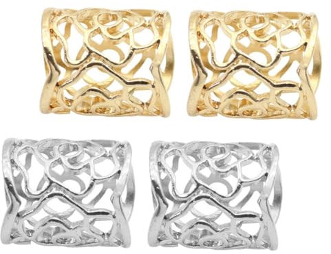 TOPPERFUN 4Stücke Seidenschal Schnallen Clips Schal Ringe für Damen Praktische und Langlebige Schal Halter für Hochzeiten Partys und Alltag Gold Silber