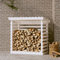 ARKEM Portalegna Bianco 108x73x108 cm in Legno Massello di Pino,Portalegna da Esterno per Legna da Ardere Robusto Impilatore di Legno Scaffale Porta legnaia da ardere