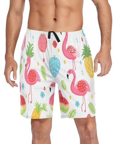 Short de pyjama pour homme Motif flamant rose fraise, Flamant rose fraise, M
