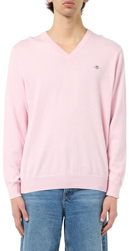 GANT Classic Cotton V-Neck Sweater, Rose Clair mélangé, XXL Homme