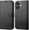 OCASE for iPhone 16 Case, PU Leather Wallet, Magnetic Flip Folio Cover with RFID Blocking, Card Holders, Shockproof TPU, and Kickstand for 6.1 Inch iPhone 16 (2024), Black