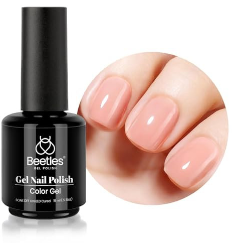 beetles Gel Polish 1 Pcs 15ml, Nude Pink Gel Polish Neutral Gel Nail Polish, Cashmere Nude Soak Off Uv Gel Transparent Nail Art Manicure Gift for Women-CL622-RE