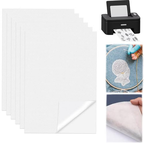 BD-Herego 6PCS A4 (29.7x21cm) Stabilizzatore da Ricamo Autoadesivo Idrosolubile Carta da Ricamo stampabile A