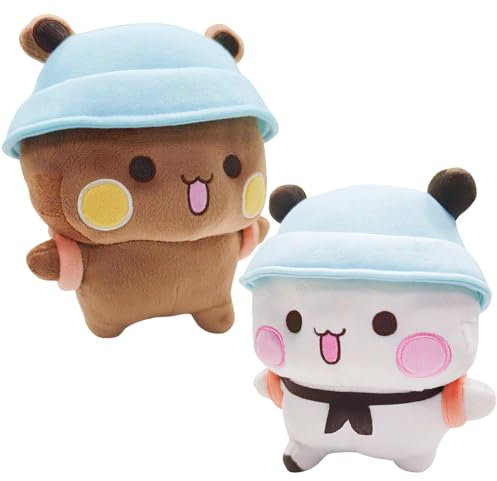 KBIBCK Bubu Dudu Kuscheltier, 2 Stück Dudu Bubu Plüschtier, Bezauberndes Weiches Plüschtierkisse, Bubu Dudu Pandabär Kuscheltier Kissen, Geburtstagsfeiergeschenke für Jungen und Mädchen