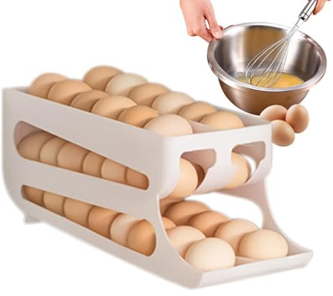 3 Tiers Egg Holder For Fridge Auto Rolling Fridge Egg Organizer, Space-Saving Egg Dispenser Holder, Kitchen Egg Organizer, Fridge Egg Rack Large Capacity Egg Dispenser For Refrigerator