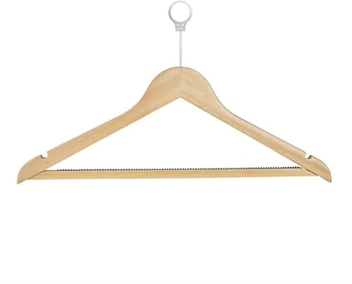 Bolero Security Wooden Hangers (10 Pack) - Clothes, Trousers, Coat Hangers FU398 | Includes trouser bar for hanging suits, helping hotels deter theft, save inventory costs, and keep wardrobes organized.