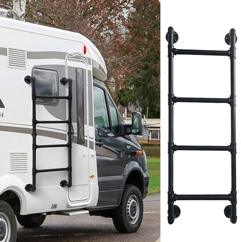 Gaommini Scaletta per Ingresso e Uscita in Metallo Nero per Letto a Castello Camper, scaletta per mansarda per casa, scaletta per Salita a Parete - 124 cm/129 cm/140 cm/150 cm/165 cm(110cm/43in)
