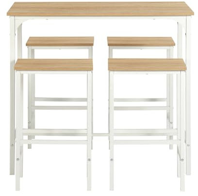 Anrekl Table à Manger et Chaises 5 Pièces, Bar Haute Peu Encombrante pour Cuisine, Salle à Manger, Salon - 100 x 60 x 90 cm, Couleur Chêne