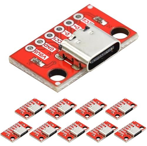 PENGLIN 10PCS USB Type-C Female Breakout Board Adapter with PCB Test Board, USB3.1 Type C 6 Pins Socket Connector for Data Transfer
