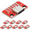 PENGLIN 10PCS USB Type-C Female Breakout Board Adapter with PCB Test Board, USB3.1 Type C 6 Pins Socket Connector for Data Transfer