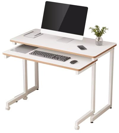 HGTRH 2pcs Table D'appoint Pliante, Table De Lit Table Roulante Bureau D'ordinateur Chariot D'ordinateur Postes De Travail Informatiques Bureau Réglable 90x37x64cm 100x48x77.5cm D