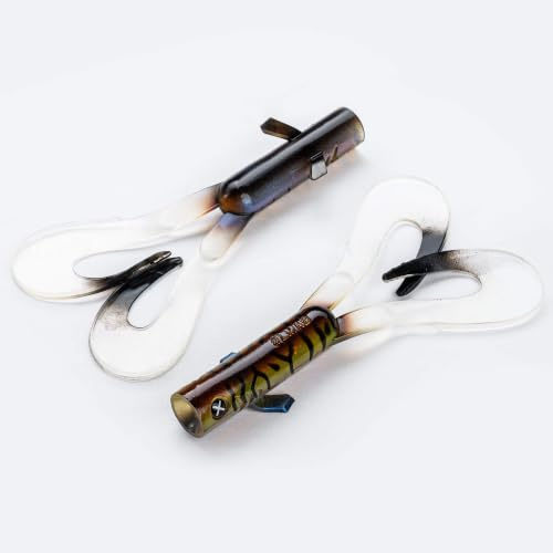 LMAB Drunk Dancer 12, 15, 18, 23 cm - Doppel-Twister Angelköder - Gummiköder für: Hecht & Zander - Hechtköder Zanderköder - Kunstköder Twinler Pike (23 cm, Striped Phantom)