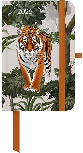 GreenLine - Jungle 2026 – Taschenkalender 10x15 cm, nachhaltiger Buchkalender mit exotischem Dschungel-Design, 4-sprachigem Kalendarium & praktischen Extras