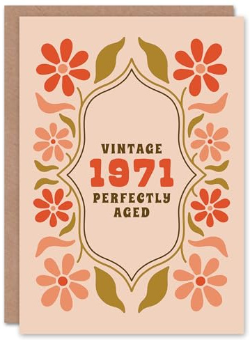 Artery8 Personalised Vintage Year Floral Flowers Her Born 1971 Aged 54 Years Old 54th Birthday Card Mum Gran Wife