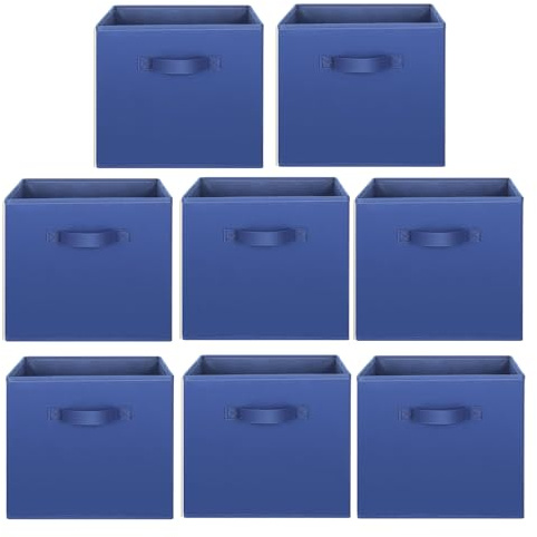 Supernic Cube Storage Boxes 27x27x28cm Foldable Organiser Basket Containers Fabric with Handles Collapsible Storage Box Clothes Basket Containers for Home Office Nursery Organisation (Blue)
