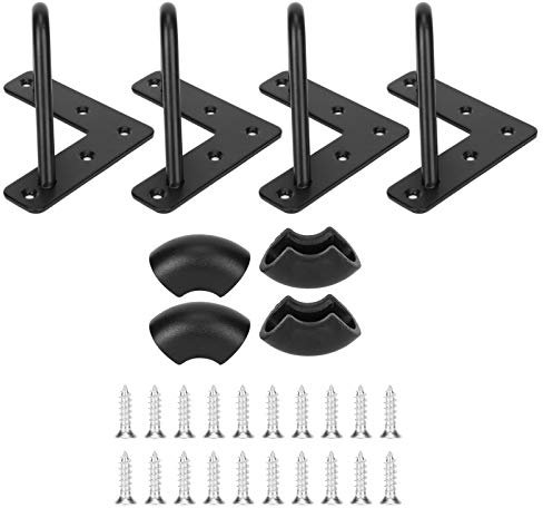 Lot de 4 pieds de table robustes en fer forgé en forme de U, supports de quincaillerie pour meubles, pour tables basses, bureaux, tabourets, cadre en métal noir, hauteur 10 cm, (Petits accessoires)