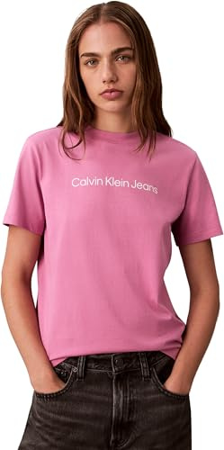 Calvin Klein Women's A- INST. Logo Classic Tee SS LV047C912G Graphic Tees, Pink (Raspberry Cream), L, Rosa (Himbeercreme), L