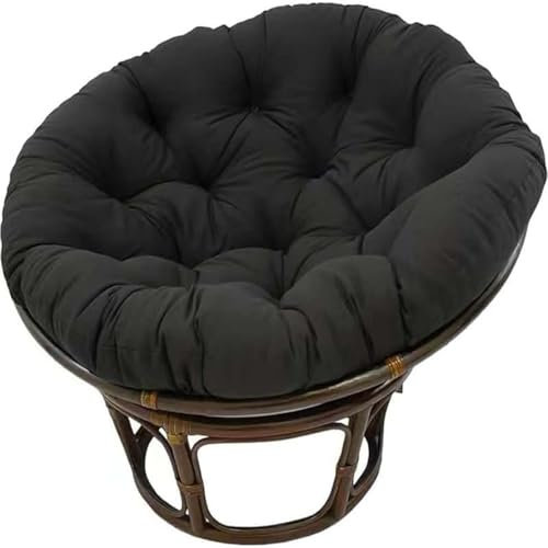 MSNCS Rundes Papasansessel Kissen Sitzkissen Hängesessel Outdoor/Indoor Bodenkissen Kissen für Schwenksessel, Korbsessel Outdoor Gartenmöbel Sitzauflage Auflage(Schwarz,130x130cm)