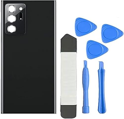 Hinterglas mit Kameraglas für Samsung Galaxy Note 20 Ultra Rückabdeckung | Ersatz-Hinterglas für Note 20 Ultra, inkl. Befestigungsteilen und Reparaturwerkzeug-Set (Schwarz)