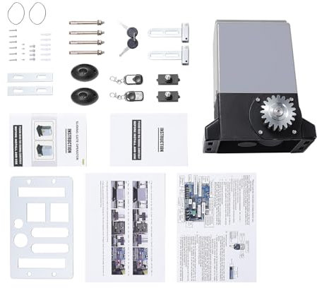 750W Sliding Door Opener, 1600kg 1400rpm Automatic Sliding Gate Drive Kit with 2 Remote Controls, Noise Below 50DB, Remote Control Range About 50m, for Large Families, Businesses, Schools