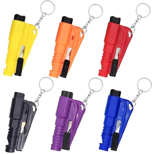 GXGM 6 Piezas Mini Cortacinturones y Rompecristales,3 en 1 Corta Cinturones Rompe Cristales con Silbato, Herramienta de Emergencia para Escapar,Accesorios para Automóviles