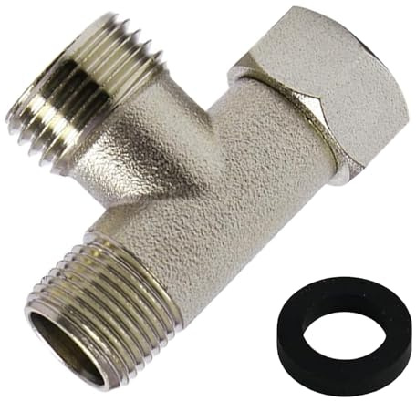 MOLIMOLI Valvola a 3 vie Tee Collegamento acqua 3/8 e 1/2 pollici, adattatore a T in ottone per valvola ad angolo, serbatoio WC, lavatrice, rubinetto doccia