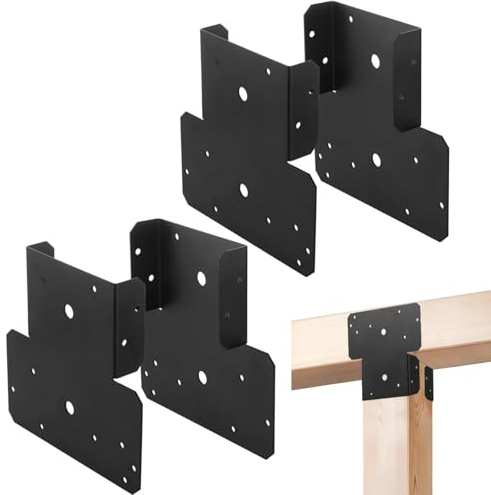4 PCS Heavy Duty Post Cap Tie Brackets, 6x6 (Actual 5.5x5.5) Pergola Brackets, Heavy Duty Galvanized Metal Bracket, Wood Post Beam Connector for Gazebo Deck Patio Pergola Construction (6x6-4PCS)