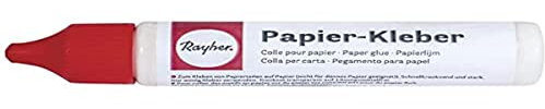 Rayher stylo de colle à papier flacon 30g transparente au séchage blanc, 3339600