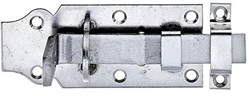 Alberts 116934 Catenaccio, diritto, con maniglia piatta e guida asta fissata, acciaio inox, piastra 100 x 45 mm