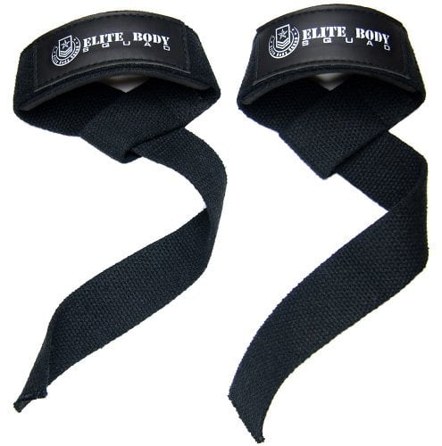 Elite Body Squad Pro Weight Lifting Straps Lifting Straps With Neoprene Padded Wrist Support + Double Stitched 100% Cotton – 60cm Long Heavy Duty Wrist Straps For Weight TraininG (WITHOUT GEL GRIP)