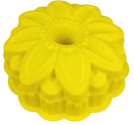 Gugelhupf Backform aus Silikon in Blumenform (Gelb), Silikonbackform Blume Backform, Gugelhupfform, Kuchenform aus Silikon, Form, Silikonform, Brotbackform Obstbodenform Marmorkuchen Rührkuchen