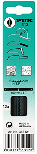 Holzsägeblatt L.150mm B.6mm gewellt/5,5cm 14Z./Zoll grob für Holz, 12 Stück