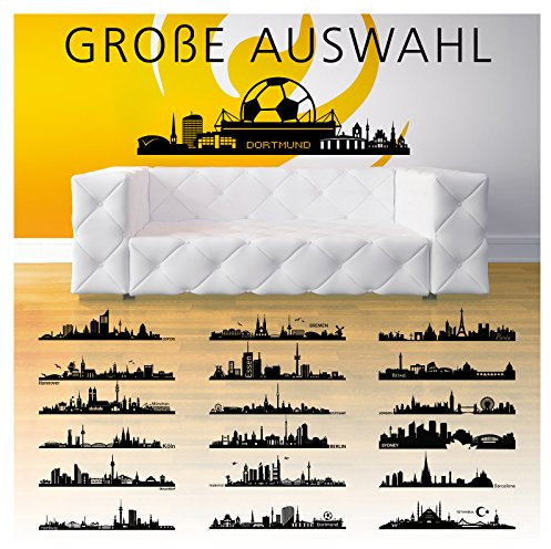 Wandaro Wandtattoo Skyline Dortmund I schwarz (BxH) 100 x 29 cm I Wohnzimmer Flur selbstklebend Stadt Aufkleber Städte der Welt Wandsticker Wandaufkleber W3291
