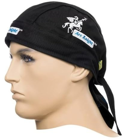 Weldas 23–3611, Flammenhemmendes Kopftuch, Arc Knight, Durag, Flammschutzmittel für Schweißarbeiten, Schwarz, Baumwolle