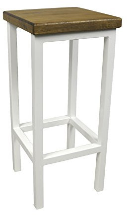 Magnetic Mobel Barhocker Stahl Holz Stuhl massiv Barstuhl Weiß modernes Design Metall Hocker Loft (Eiche, 78 cm)