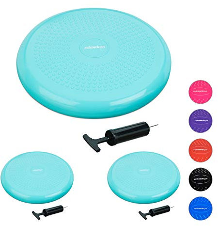 3 x Balance Kissen, 140 kg Maximalgewicht, Balance Pad mit Luftpumpe, Ballsitzkissen mit Noppen, Fitness Kissen, grün