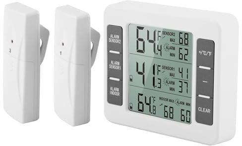 FTVOGUE Fridge Thermometer Wireless Digital Acoustic Alarm Fridge Freezer Thermometer
