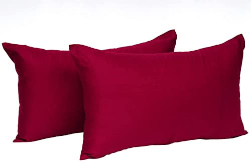 Laneetal 2 Set Kissenbezug 30x50cm Bordeaux - 100% Baumwolle Kissenhülle mit Reißverschluss, Weicher Kissenbezüge Doppelpack Sofakissenbezug (Ohne Füllung)