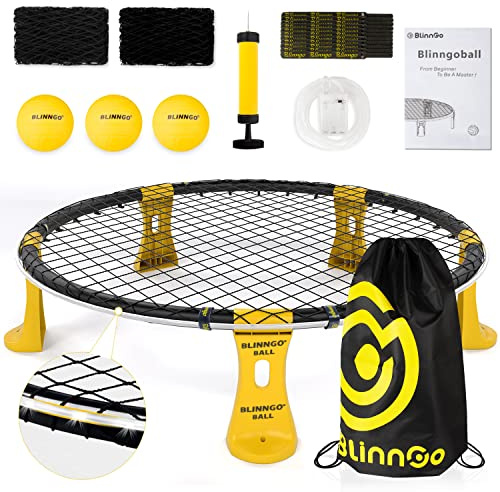 Blinngo Roundnet Game Set with 3 Balls and Strip Light (ONLY for Pro Kit) - Roundnet Game for Outdoor Indoor Lawn Beach Backyard and Park