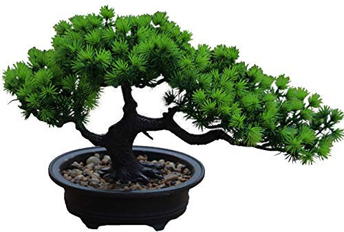 Aisamco Künstlicher Bonsai-Baum Gefälschte Pflanze Künstliche Zimmerpflanzen im Topf Japanische Kiefern-Bonsai-Pflanze mit Einer Höhe von 19 cm und Einer Breite von 34 cm für die Inneneinrichtung