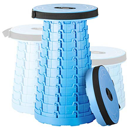 Booxihome Portable Telescopic Stool, Folding Stool Camping Lightweight Stool Seat for Outdoor Camping BBQ Fishing Hiking Indoor（Blue）