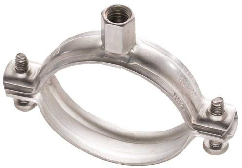 2 Stück - Rohrschellen Edelstahl ohne Dämmung Größe 43-47 mm M8/M10 V4A