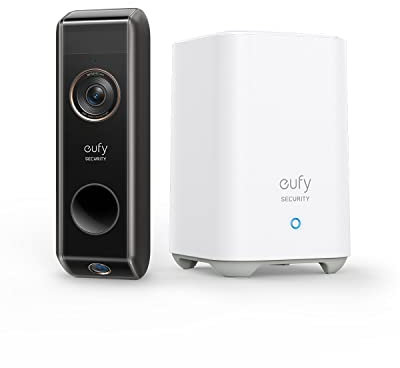 eufy Security Timbre de video con cámara dual, 2K HD, inalámbrico, funciona con pilas, HomeBase, detección de movimiento dual, reconocimiento inteligente, sin tarifa mensual, almacenamiento de 16 GB
