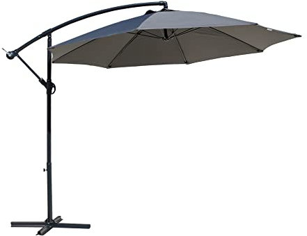 Rebecca Mobili Parasol Con Brazo Lateral, Sombrillas de Jardín, Gris, Acero Poliéster Aluminio, Apertura con Manivela - Dimensiones ANxAxF: 2,45 x 3 x 3 mt - Art. RE6689