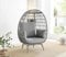 Furniturebox UK Grey Rattan Garden Egg Chair in PE Resin Rattan for Outdoors and 15cm Luxuriously Thick Cushions - Perfect Cosy Seat for One