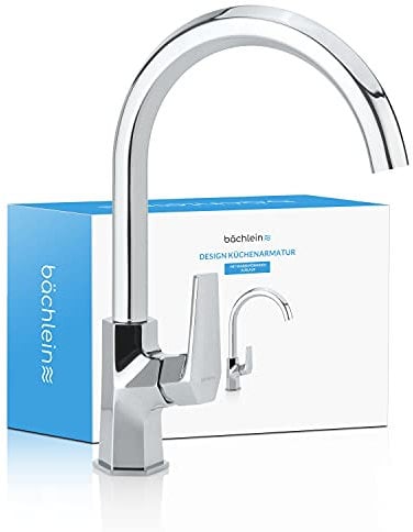 Bächlein Universal Küchenarmatur mit innovativer Wabenform – Spültischarmatur mit 360° schwenkbarem Auslauf, extravaganter Wasserhahn für die Küche