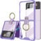 Conçu pour Samsung Galaxy Z Flip 4 Case Clear with Ring, Housse de Protection Anti-Chocs Anti-Chute pour téléphone Compatible avec Galaxy Z Flip 4 Case 5 G 2022 (Violet)