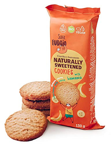 SUPER FUDGiO BIO Banana Kekse | Organic Vegane Cookies natürlich gesüßt mit Agave - ohne Palmöl | gesundes Naschen | Geschmack: Banana