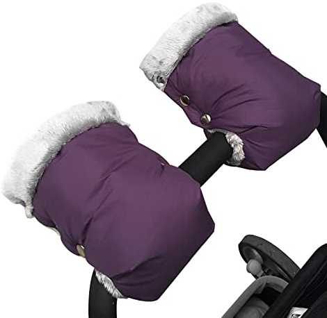 SONARIN Kinderwagen Handwärmer,Warme Winter Kinderwagen Handschuhe Handmuff mit Fleece Innenseite Wasserdicht Winddicht Kinderwagenmuff Universalgröße für Buggy Radanhänger(Violett)